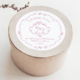Vintage toy Toile de jouy baby shower Thank you Runder Aufkleber