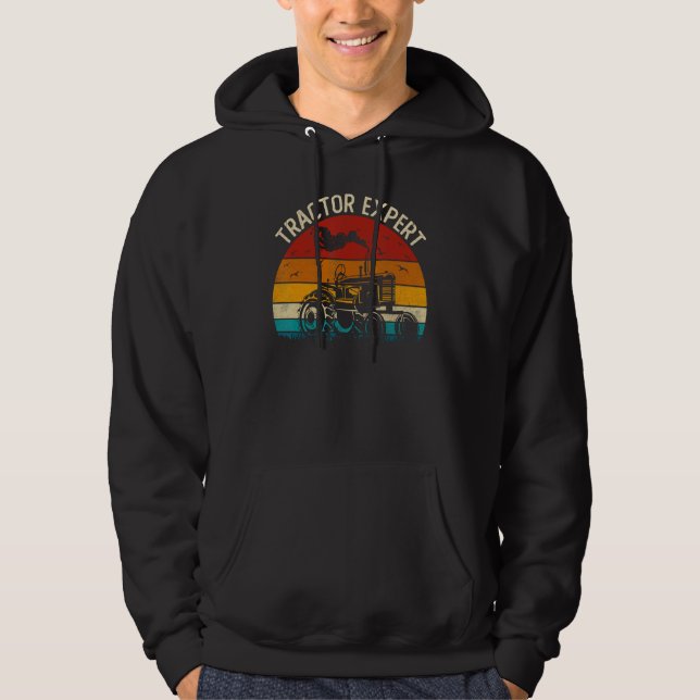 Vintage Tractor Expert Farmer Farming Hoodie (Vorderseite)