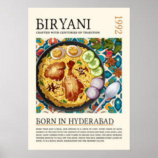 Vintage Traditional Hyderabadi Biryani Artwork Poster