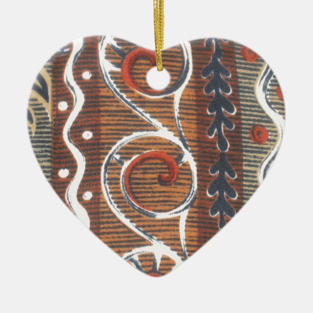 Vintage traditionelle afrikanische Herzerkrankunge Keramikornament (Vorne)