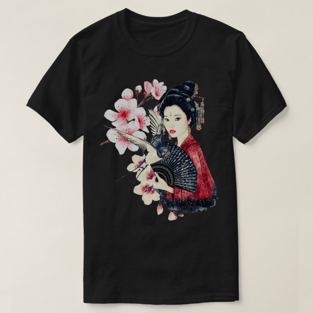 Vintage traditionelle japanische Lady Geisha Kimon T-Shirt (Design vorne)
