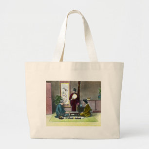 Vintage traditionelles japanisches Mahjong 麻雀 Jumbo Stoffbeutel