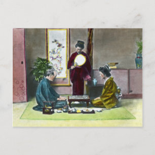 Vintage traditionelles japanisches Mahjong 麻雀 Postkarte