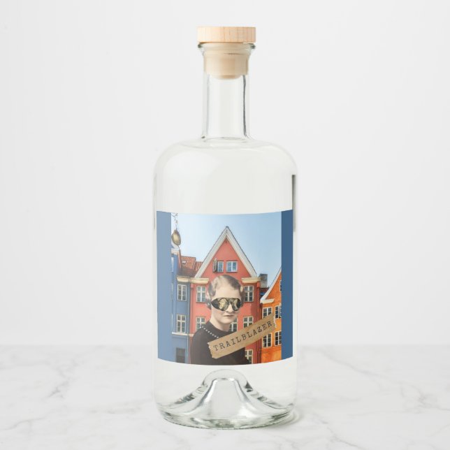 Vintage Trailblazer Kitsch Alterte Kunst Alkoholflaschenetikett (Vorderseite)