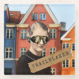 Vintage Trailblazer Kitsch Alterte Kunst Glasuntersetzer