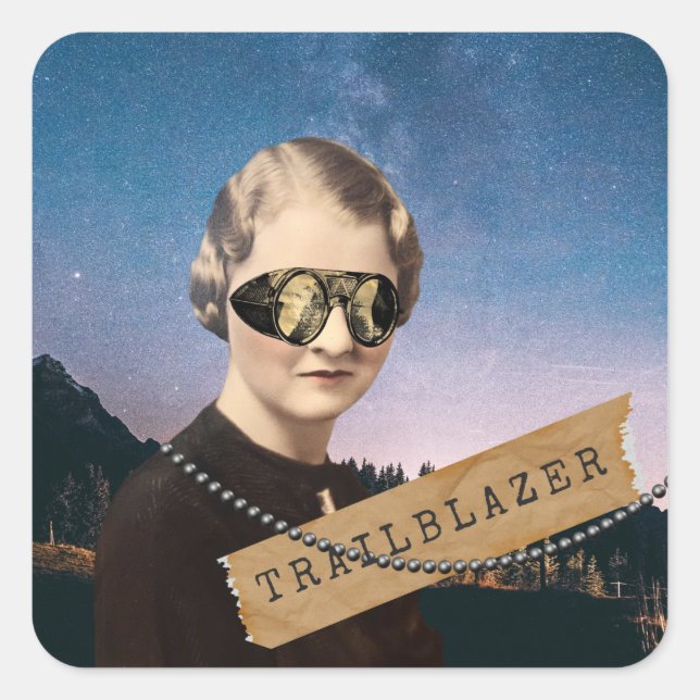 Vintage Trailblazer Night Sky Pop Art Quadratischer Aufkleber (Vorderseite)