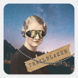 Vintage Trailblazer Night Sky Pop Art Quadratischer Aufkleber