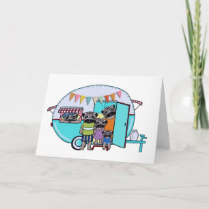 Vintage Trailer-Möpsen Karte
