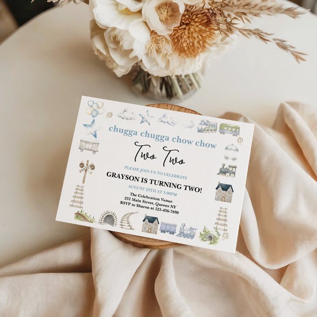 Vintage Train 2nd Birthday – Choo Choo Party Einladung (Vintage Train 2nd Birthday – Choo Choo Party Invitation)