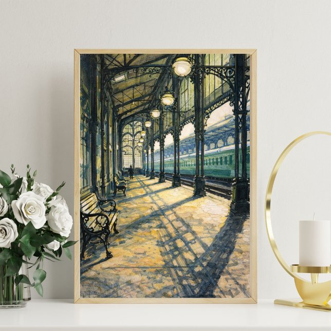 vintage train station art classic railway station poster (Von Creator hochgeladen)