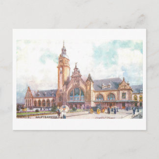 Vintage Train Station in Krefeld, Germany, Postkarte