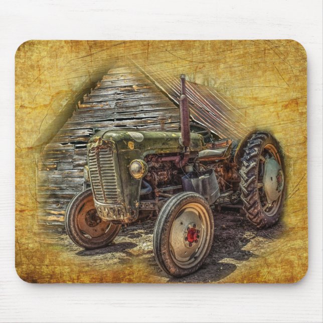 Vintage Traktor alte Scheune Mousepad (Vorne)