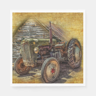 Vintage Traktor alte Scheune Serviette