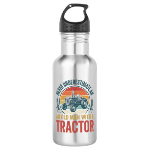 Vintage-Traktor-Alter-Mann-Zitat-Shirt-Design_1 Edelstahlflasche