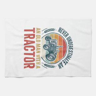 Vintage-Traktor-Alter-Mann-Zitat-Shirt-Design_1 Geschirrtuch
