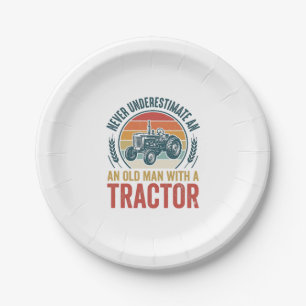 Vintage-Traktor-Alter-Mann-Zitat-Shirt-Design_1 Pappteller