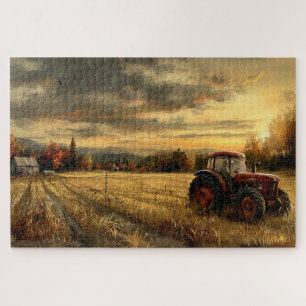 Vintage Traktor auf dem Bauernhof Herbst 20x30 Puzzle