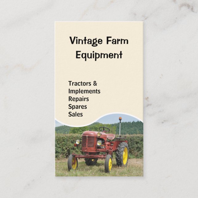 Vintage Traktorgeschäftskarte Visitenkarte (Vorderseite)