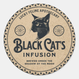 Vintage Tränke Label Black Cat Halloween Dekor Runder Aufkleber