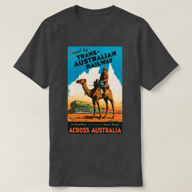 Vintage TransAustralische Eisenbahn quer durch Aus T-Shirt (Design vorne)