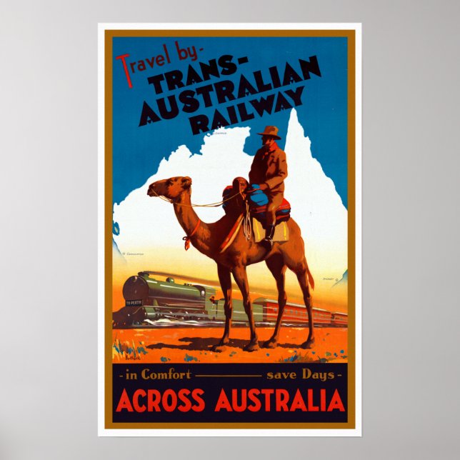 Vintage transaustralische Eisenbahnreise Poster (Vorne)