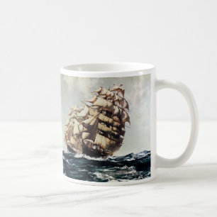 Vintage Transporation, Clipper Ships in rauen Meer Tasse