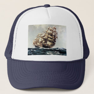 Vintage Transporation, Clipper Ships in rauen Meer Truckerkappe