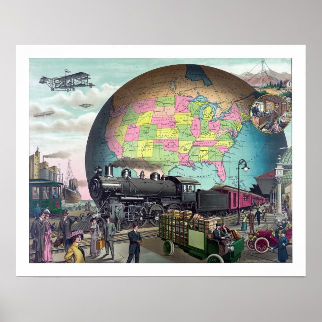 Vintage Transport Collage Poster (Vorne)