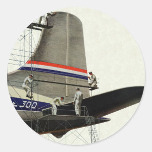 Vintage-Transport, Flugzeugwartung Runder Aufkleber