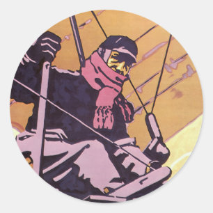 Vintage Transport Hanggleiter Flugzeug Runder Aufkleber