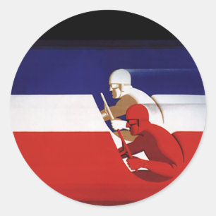 Vintage Transport, patriotische Rennfahrer Rennwag Runder Aufkleber