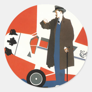 Vintage Transport, Propellerflugzeug und Pilot Runder Aufkleber
