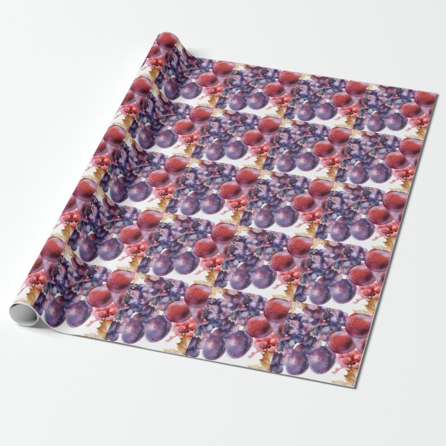 Vintage Trauben Farbe Herbstkarte Geschenkpapier (Ungerollt)