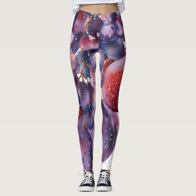 Vintage Trauben Farbe Herbstkarte Leggings (Vorderseite)