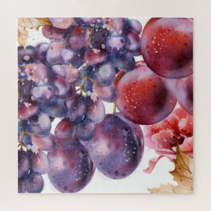 Vintage Trauben Farbe Herbstkarte Puzzle