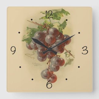 Vintage Trauben Quadratische Wanduhr