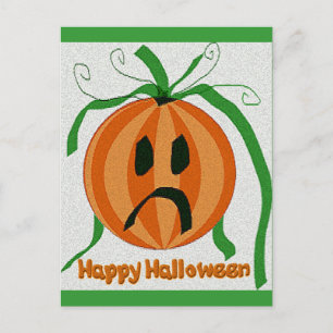 Vintage trauriger Jack o' Lantern Postkarte