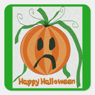 Vintage trauriger Jack o' Lantern Quadratischer Aufkleber