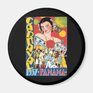 Vintage Travel 1937 Panama Karneval Party Frau Magnet