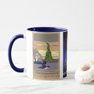 Vintage Travel, 3 verschiedene NYC Sehenswürdigkei Tasse