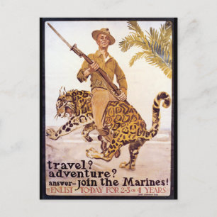 Vintage Travel Adventure Join the Marines Poster Postkarte