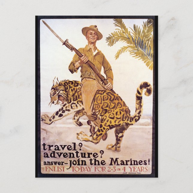 Vintage Travel Adventure Join the Marines Poster Postkarte (Vorderseite)