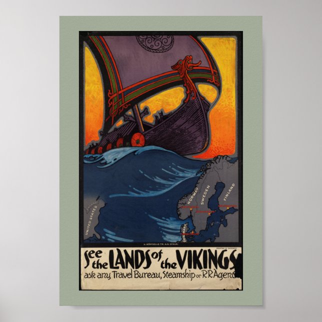 Vintage Travel Advertisement Land der Wikinger Poster (Vorne)