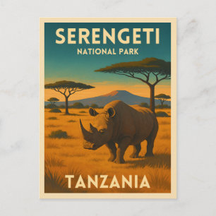 Vintage Travel Africa Serengeti Nationalpark Postkarte