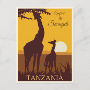 Vintage Travel Africa Tanzania Safari Postkarte