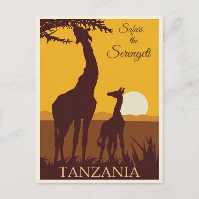 Vintage Travel Africa Tanzania Safari Postkarte (Vorderseite)