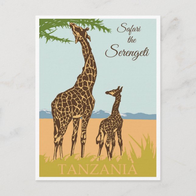Vintage Travel Africa Tanzania Safari Postkarte (Vorderseite)