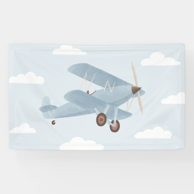 Vintage Travel Airplane Geburtstag Banner (Horizontal)