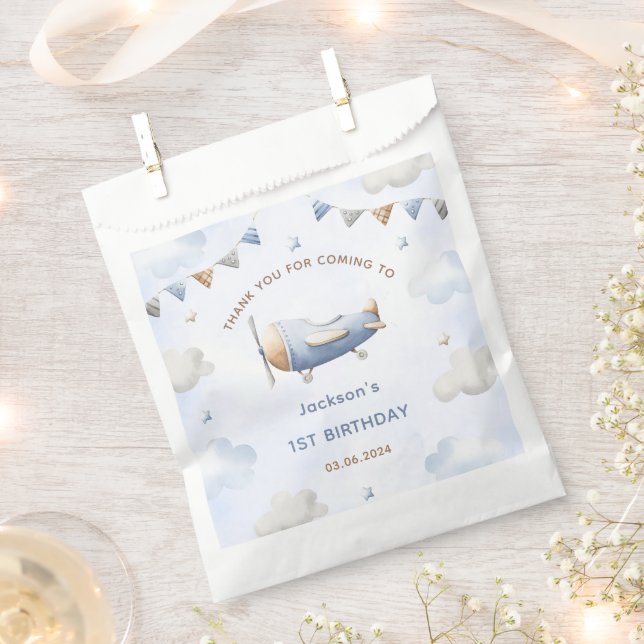 Vintage Travel Airplane Geburtstagsparty Geschenktütchen (Ausgeschnitten)
