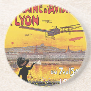 Vintage Travel, Airplanes Air Show, Lyon, Frankrei Getränkeuntersetzer
